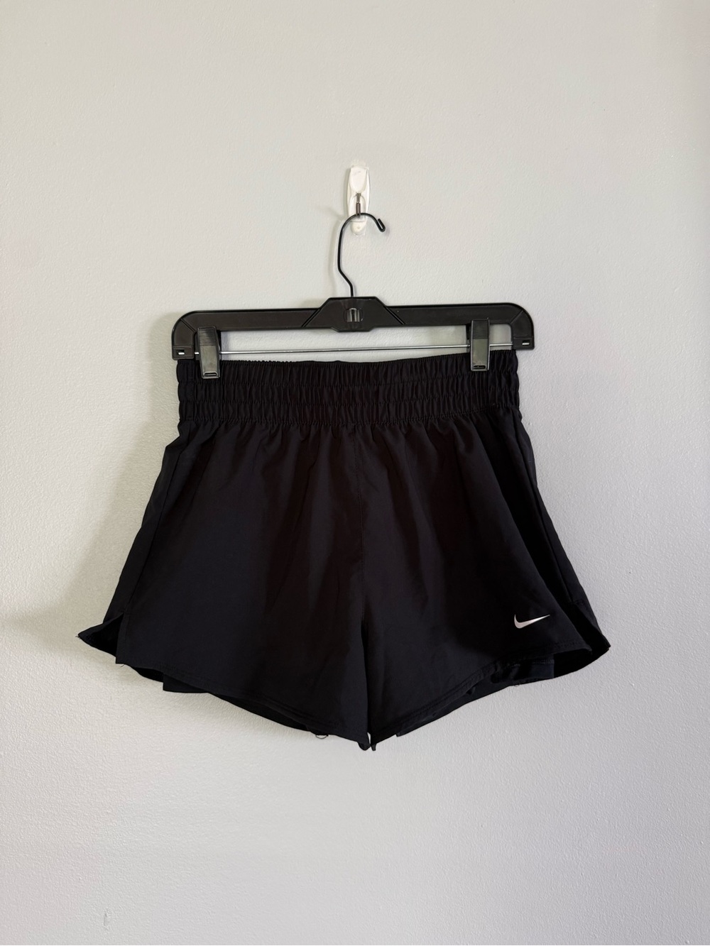 Nike Dri Fit Womens High Waisted Thick Waist Band Pull On 2 In 1 Black Shorts, S